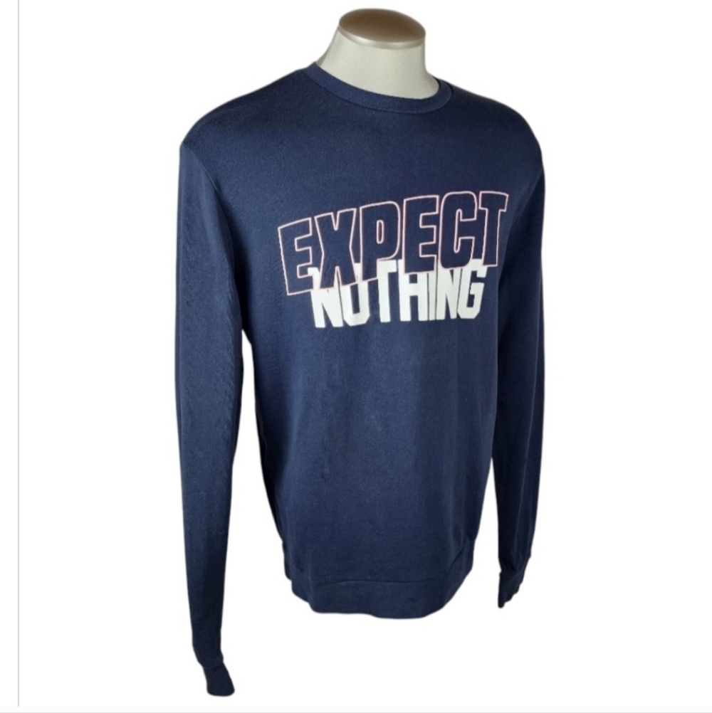 Zara Pulse Crewnwck Graphic Sweatshirt Expect Nothing Navy Blue Size XL